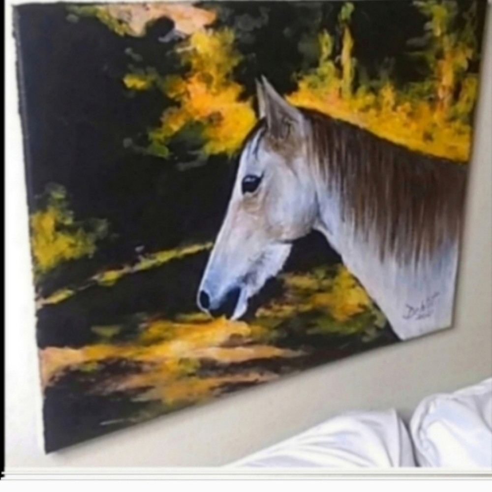 Horse animal painting picture gift acrylic on canvas original artist